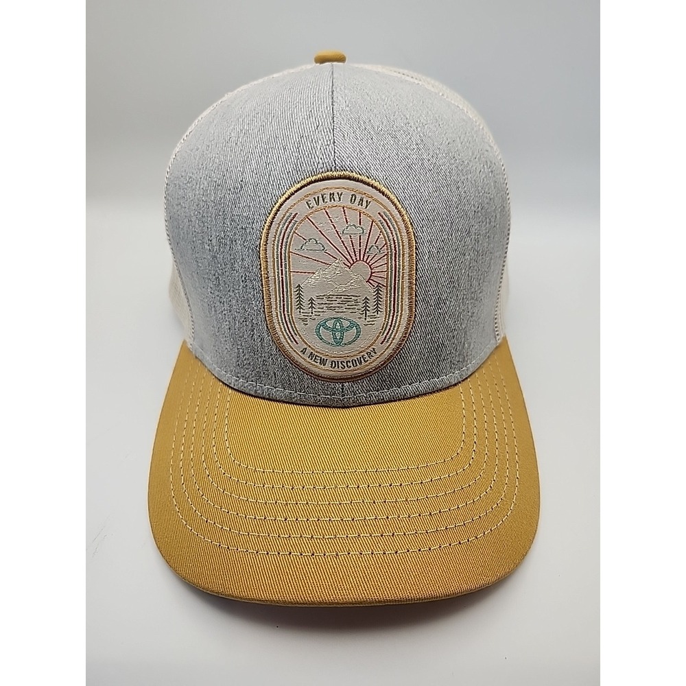 Toyota Discovery Trucker Hat Gray Tan Snapback Mesh Cap Every Day New Discovery